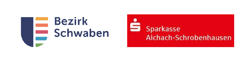 Die Logos vom Bezirk Schwaben und der Sparkasse Aichach-Schrobenhausen.